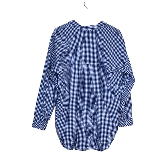 J. Jill Womens M Blue White Gingham Pullover Blouse - Picture 2 of 11